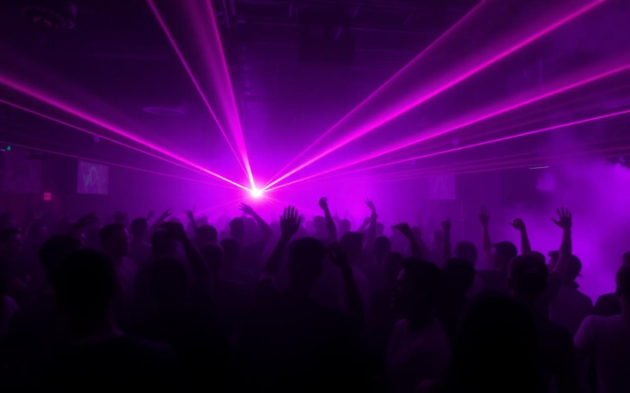 Underground rave with neon lasers